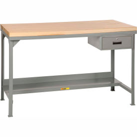 Welded Steel Workbench - Maple Butcher Block Top, Drawer & Shelf 60 x 30 x 37-3/4