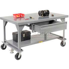Welded Steel Mobile Workbench, 60 x 36", Drawer, 7 Gauge