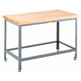 36"W x 24"D Maple Butcher Block Square Edge Top Table, Adjustable Leg