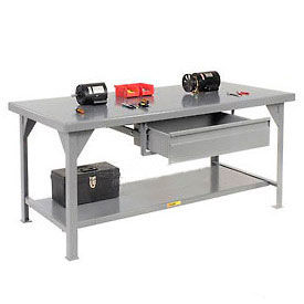 Heavy Duty 7 Gauge Steel Workbench, Drawer, Fixed Height - 84"W x 42"D x 34"H