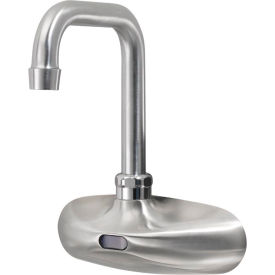 Wall Mount Electronic Sensor Faucet with 4-1/2" Double Bend Spout, Satin Finish