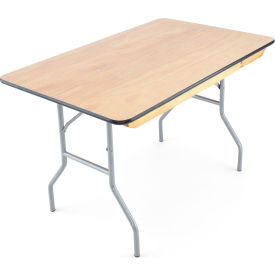Commercial Wood Folding Banquet Table, 48'' x 30'', Vinyl Edge - Titan