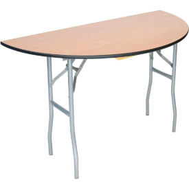 Commercial Wood Folding Table, 48'' Half Round, Vinyl Edge - Titan Series