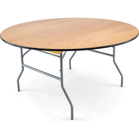 Commercial Wood Folding Table, 54'' Round, Vinyl Edge - Titan Series