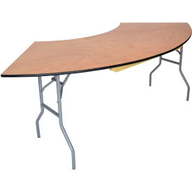 Commercial Wood Folding Table, 84'' Serpentine, Vinyl Edge - Titan Series