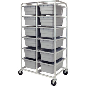 Mobile Rack All-Welded Aluminum 27"L x 37"W x 71"H, 12 Tub, Gray