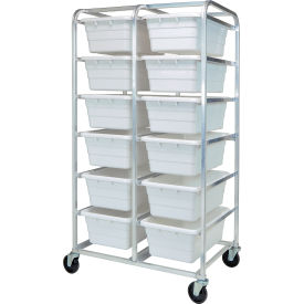 Mobile Rack All-Welded Aluminum 27"L x 37"W x 71"H, 12 Tub, White