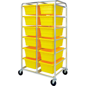 Mobile Rack All-Welded Aluminum 27"L x 37"W x 71"H, 12 Tub, Yellow