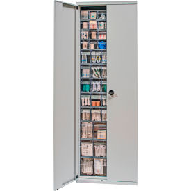 Tip Out Bin Tall Cabinet 26-1/4"W x 10"D x 79-1/2"H, 61 Clear Cup, Gray
