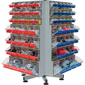 Tip Out Bin Spinner, 37"W x 48"H, 148 Clear Cups, Gray