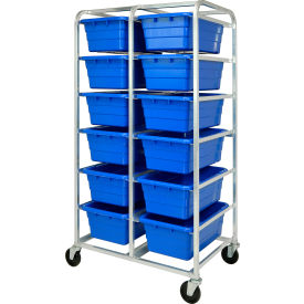 Mobile Rack All-Welded Aluminum 27"L x 37"W x 71"H, 12 Tub, Blue