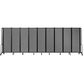 Mobile Room Divider, Fabric, 210"W x 6' H, 9 Panels, Gray