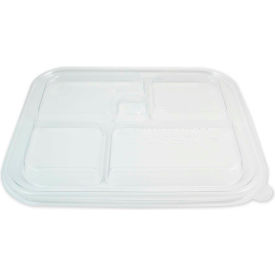 World Centric PLA Lids for Fiber Bento Box Containers, Five Compartments, 12.1 x 9.8 x 0.8