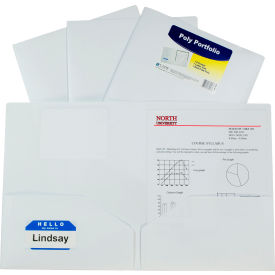 Two-Pocket Heavyweight Poly Portfolio Folder, White, 25/Set