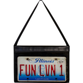 License Plate Holder with Hanging Strap, Stitched, Clear Front/Black Back, 15/Set