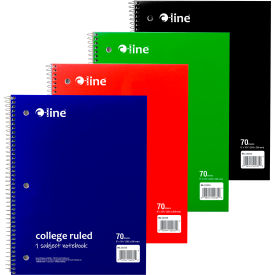 1-Subject Notebook, College Ruled, 70-Page, Assorted, 24 Each/Set