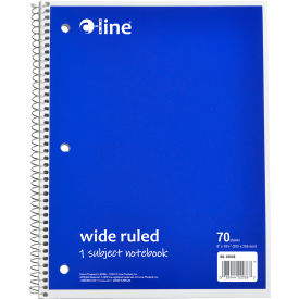 1-Subject Notebook, Wide Ruled, 70-Page, Blue, 24 Each/Set