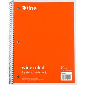 1-Subject Notebook, Wide Ruled, 70-Page, Orange, 24 Each/Set