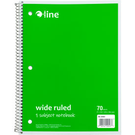 1-Subject Notebook, Wide Ruled, 70-Page, Green, 24 Each/Set