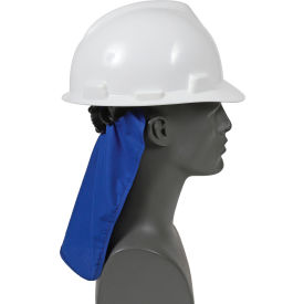 Cooling Hard Hat Pad With Neck Shade, Solid Blue, One Size.