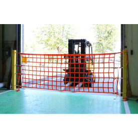 4'x 10' In-Ground Post Mounted Safety Barrier Net Kit, Orange Net, Yellow Posts