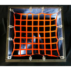 5' x 5' Hatch Net, High Vis Orange Webbing, Free Placement Stainless Brackets, Snap Hooks