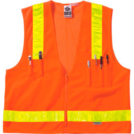 GloWear 8250ZHG Class 2 Hi-Gloss Surveyors Vest, Orange, 4XL/5XL