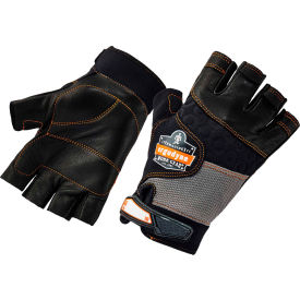 ProFlex 901 Half-Finger Leather Impact Gloves, Black/Gray, Small