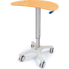 Mobile Kidney Laptop Cart 32-1/2" to 48-1/2"H, Maple