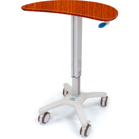 Mobile Kidney Laptop Cart 32-1/2" to 48-1/2"H, Cherry