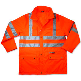 Class 3 Rain Jacket, Orange, 4XL