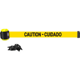 Magnetic Wall Mount Barrier, 15' Yellow "Caution Cuidado" Banner