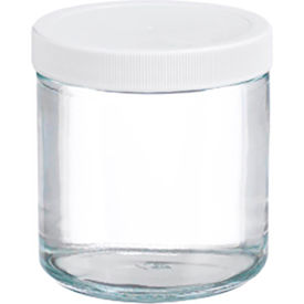 16 oz Glass Jar, Straight Side Clear, Poly Vinyl Liner, Case of 12