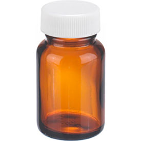 1 oz Amber Wide Mouth Packer Bottles, PP/PTFE Lined Caps, Case of 24
