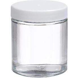 4 oz Glass Jars, Straight Side Clear, PP/PTFE Liner, Case of 24