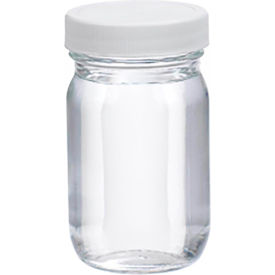 4 oz Clear Glass Wide Mouth Packer Bottles, Vinyl Lined PP Caps, Case of 24