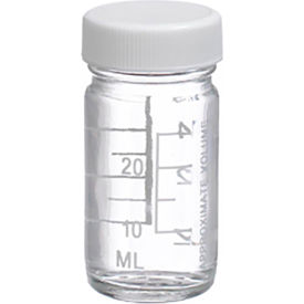 1 oz Graduated Glass Volumetric Bottles, Vinyl Lined PP Caps, Case of 48