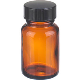 1 oz Amber Wide Mouth Packer Bottles with Cone Lined Caps, Case of 24