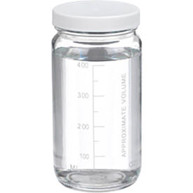 16 oz Graduated Glass Volumetric Bottles, Vinyl Lined PP Caps, Case of 24
