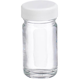1 oz Wide Mouth Round Clear Bottles, 33-400 PTFE Lined Caps, Case of 48