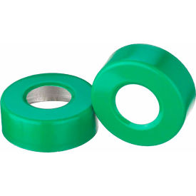 20mm Crimp Seal Open Top Hole Caps, Aluminum Green, Unlined, Case of 1000