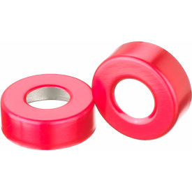 20mm Crimp Seal Open Top Hole Caps, Aluminum Red, Unlined, Case of 1000