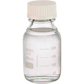 250ML Lab Media Bottles Borosilicate Glass Safety Coated GL-45 Unlined Caps Case of 12