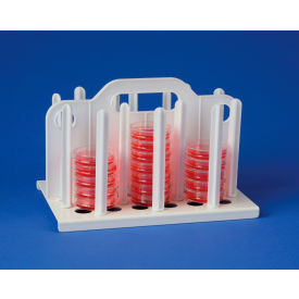 60mm Petri Dish Rack, 10 1/2 x 6 3/4 x 6 3/4", 54 Places, Plastic