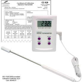 Calibrated Electronic Thermometer with SS Probe, -50/200C (-58/392F), 63 x 97mm