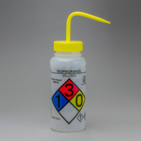 GHS Labeled Safety-Vented Isopropanol Wash Bottles, 500ml (16oz), PE w/YLW PP Cap, 4Pk