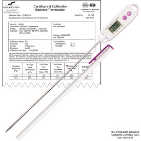 Calibrated Electronic Stainless Steel Stem Thermometer -50/300C (-58/572F) 197mm Probe