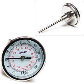 Bi-Metallic Thermometer, -20 to 120C, 1/2" NPT Threaded 75mm Dial, 4-3/16"L Stem