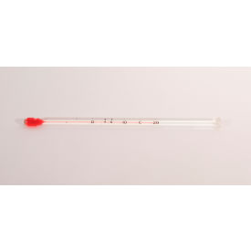 Blood Bank Liquid-In-Glass Refrigerator Thermometer, -5 to 20C, PFA Safety Coated
