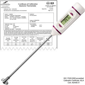 Calibrated Electronic Stainless Steel Stem Thermometer, -50/200C (-58/392F), 120mm (4.7") Probe
